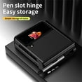 thumbnail image 6 of Galaxy Z Flip 4 Case with Flexible Stylus Pen, Allytech Two Kinds of Hinge Protection with S Pen Holder PU Leather & Plating PC Shockproof Case for Samsung Z Flip 4 2022, Black, 6 of 7