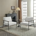 thumbnail image 3 of Modern Chic Accent Chair with Metal Frame, Upholstered Chenille Living Room Chair with Removable Seat and Back Cushion, Comfy Reading Chair for Bedroom, White, 3 of 11