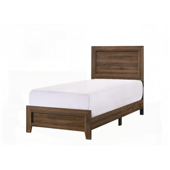 Twin Size Wood Platform Bed with Brown Cherry Finish, Easy Assembly, No Box Spring Needed, for Bedroom