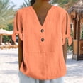thumbnail image 6 of Zpanxa Womens Summer Tops, Women's Printed Tie-Front T-Shirt V-Neck Short Sleeve Button Down Casual Loose Fit Summer Top Non Positioning Design Fashion, 6 of 8