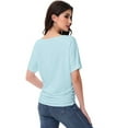 thumbnail image 4 of Women's Dolman Top Boat Neck Comfortable Short Sleeve Solid Gentle Tees Casual T Shirt with Side Shirring Detail, 4 of 6