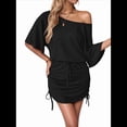thumbnail image 2 of Vestidos de Mujer con Mangas Murciélago Laterales y Cordón Ajustable, Color Negro, Talla M, 2 of 10