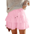 thumbnail image 1 of Falda Pantalón con Volantes y para Mujer, Estilo Casual, de Cintura Alta, Color Rosa, Talla L, 1 of 8