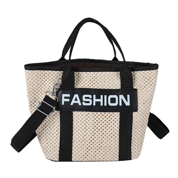 Sywqhk Bolso Bandolera De Paja Mujer Beach Hit Color Letters Crossbody Bolso (Negro) Sywqhk Para estrenar
