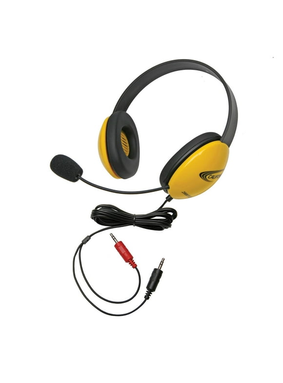 Califone Listening First 2800YL-AV Over-Ear Stereo Headset with Gooseneck Microphone, Dual 3.5mm Plug, Yellow, Each