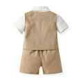 thumbnail image 4 of XAOWF Child Toddlers Boys Gentleman 3 Pieces Set Short Sleeve Shirt Solid Color Vest Coat Shorts Formal Fashion Outfits 6 Months-7 Years Trendy Relaxed Fit Outfit, 4 of 7