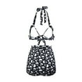 thumbnail image 1 of Women's Retro 50s Halter High Waist Ruched Bikini Swimsuit, L, Skull, 1 of 3