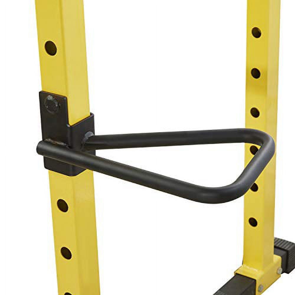 HulkFit Multi-Function Power Cage Rack Crossfit Attachments, J-Hooks, Dip Bars, Weight Plate Holders, T-Bar Row Platform, Barbell Clamp Collars, Hangers and Others (Dip Bars, Circle), Black