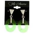 thumbnail image 2 of Drop Dangle Earrings With Green Circle Shaped Accents Silver-Tone, 2 of 2