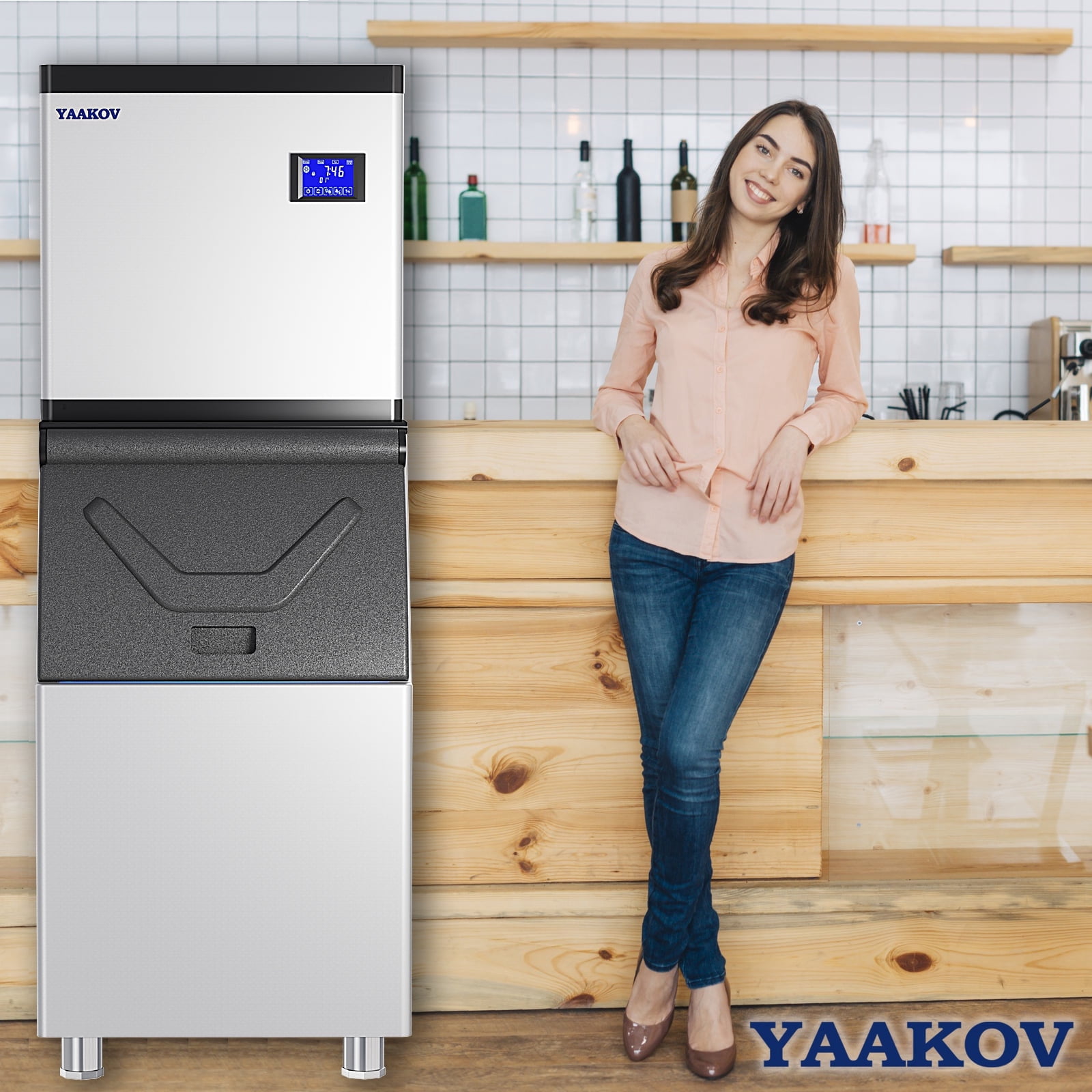YAAKOV Commercial ice Machines 550LBS/24H Commercial ice Maker Machine with 400LBS Ice Maker Commercial