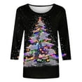 thumbnail image 5 of ‌FDGIU Funny Christmas Shirts for Women - Cute Xmas Tree Print 3/4 Sleeve Blouses, Holiday Tops with Crew Neck, Funny Christmas Tops, 5 of 5