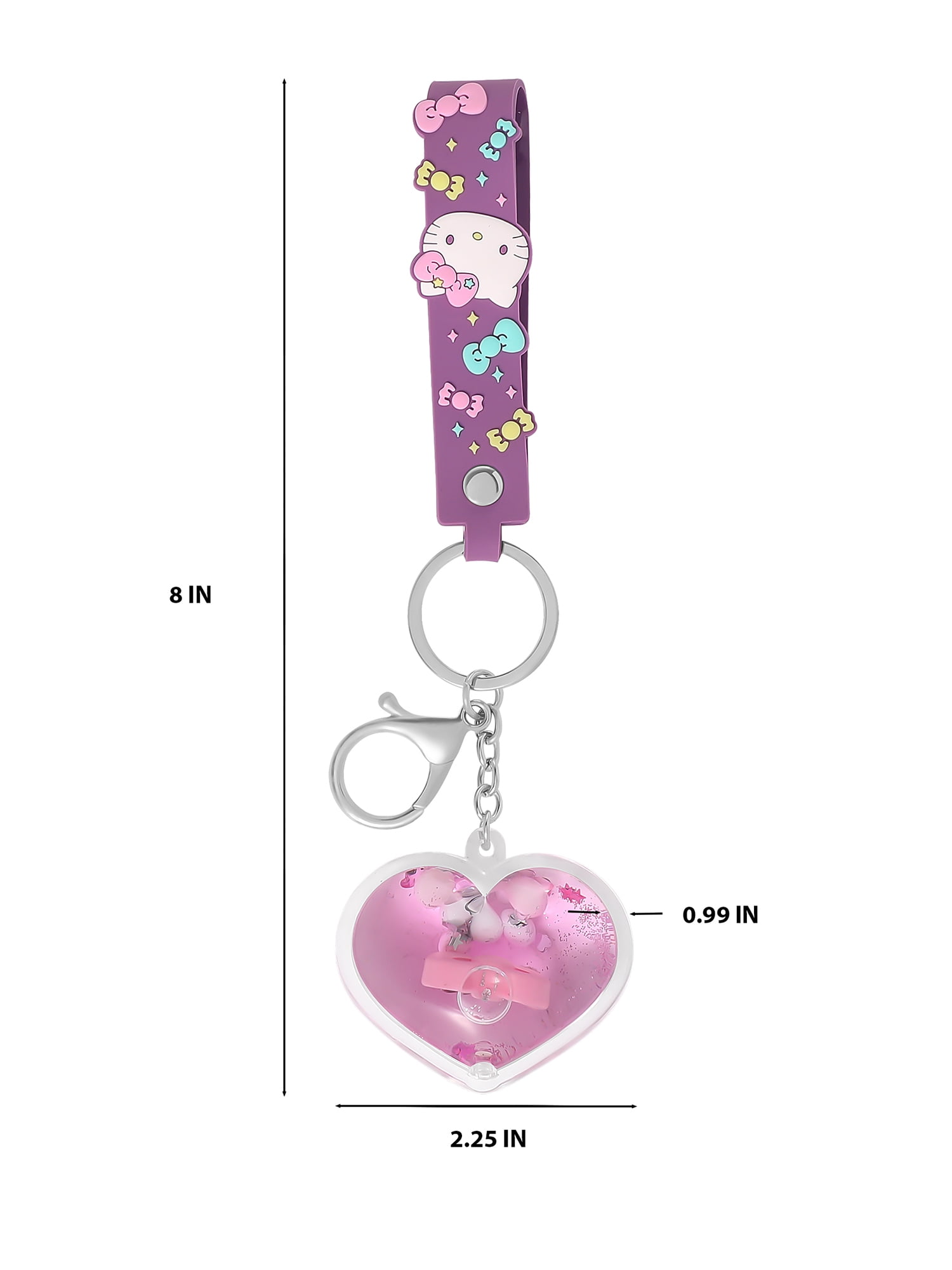 Sanrio Girl's Hello Kitty Heart Glitter Liquid Keychain Charm