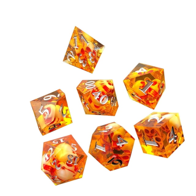 7x Polyhedral Dices D4-D20 Die, pcs polyhedral dice for Table Game Party Favors Gifts Yellow