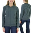 thumbnail image 2 of ToBeInStyle Women's Thin Fabric Long Sleeve Kangaroo Pocket Zip Up Hoodie - Charcoal - Medium, 2 of 7