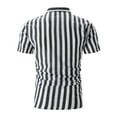 thumbnail image 3 of QBGSAY Mens Shirts Summer Beach Casual Yarn Dyed Striped Lapel Short Sleeved Shirt Classic And Comfortable Top, 3 of 7