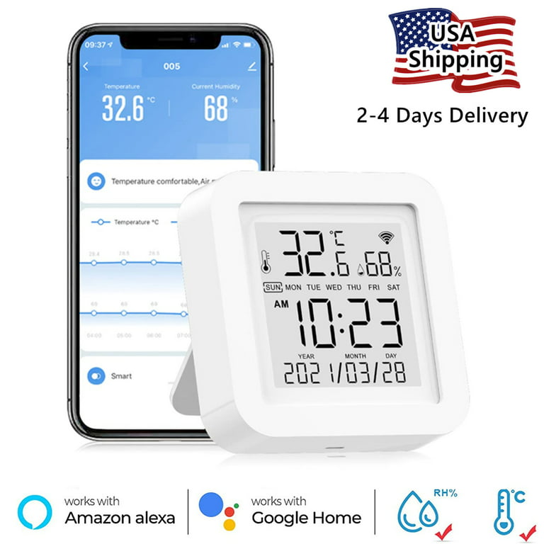 Wi-Fi Temperature Humidity Sensor, Thermometer Hygrometer Hubs &  Controller, If Link with a TUYA Plug or IR Remote, Smart Control Heating  Fan Cooling