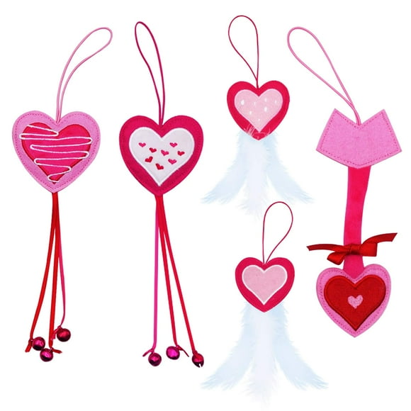 Juego de 5 juguetes para gatos Lepawit para el día de San Valentín con hierba gatera y campanas