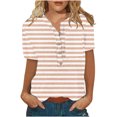 thumbnail image 1 of Mujer Verano Casual Manga Corta Camiseta Botón Cuello Redondo Jersey Blusa Tops OAVQHLG3B Store lin121212, 1 of 5