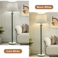 thumbnail image 2 of White Lampshades Set of 2 for Table Floor Lamp, Lampshades with with Line Design, 12.7" Top x 12.7" Bottom x 10" High, Natural Linen Hand Crafted, Lamp Shade Harp Holder Included, 2 of 8
