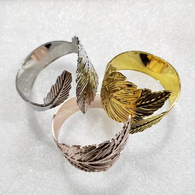 Anillo de servilleta, suministros para hoteles, anillo de comida, hoja de tela, hebilla de toalla de seda, hebilla de servilleta de acero inoxidable, anillo de servilleta de metal