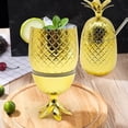 thumbnail image 6 of Pineapple Shape Moscow Mule Mug Cocktail Copper 16oz Coffee Milk Cup Drinkware with Lid Straw Bar Accessories - golden, 6 of 6