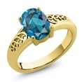thumbnail image 2 of Gem Stone King 2.25 Ct Oval London Blue Topaz 18K Yellow Gold Plated Silver Curl Into Me Ring, 2 of 2