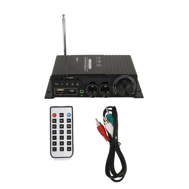 Mini amplificador de potencia de audio para automóvil con Bluetooth 5.0, 2.0 canales, decodificación coaxial, sintonización alta y baja con control remoto
