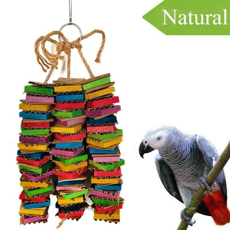 Bird Chew Toy for Parrot Macaw African Grey Budgie Parakeet Cockatiels Conure Lovebird Cockatoo Raffia Basket Cage Hanging with Bell Cage Toy