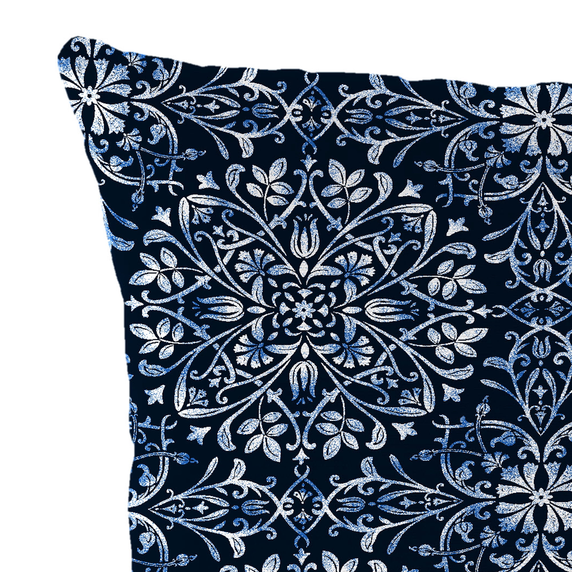 Jordan Manufacturing 18" x 18" Dresden Midnight Navy Damask Square Outdoor Throw Pillow (2 Pack)