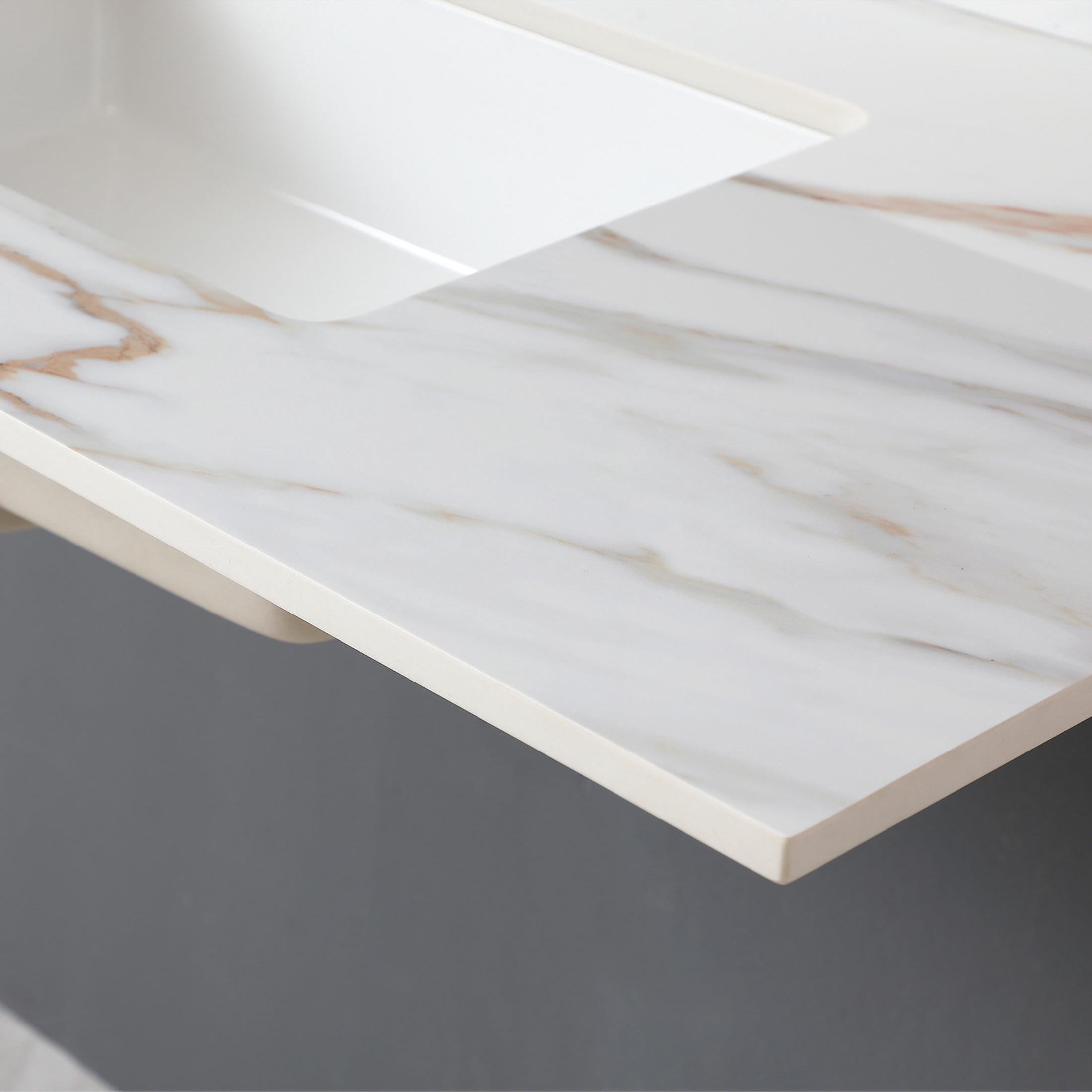 Noble House 43-Inch Bathroom Vanity Top with Undermount Sink, Backsplash, 3 Pre-Drilled Faucet Holes, White