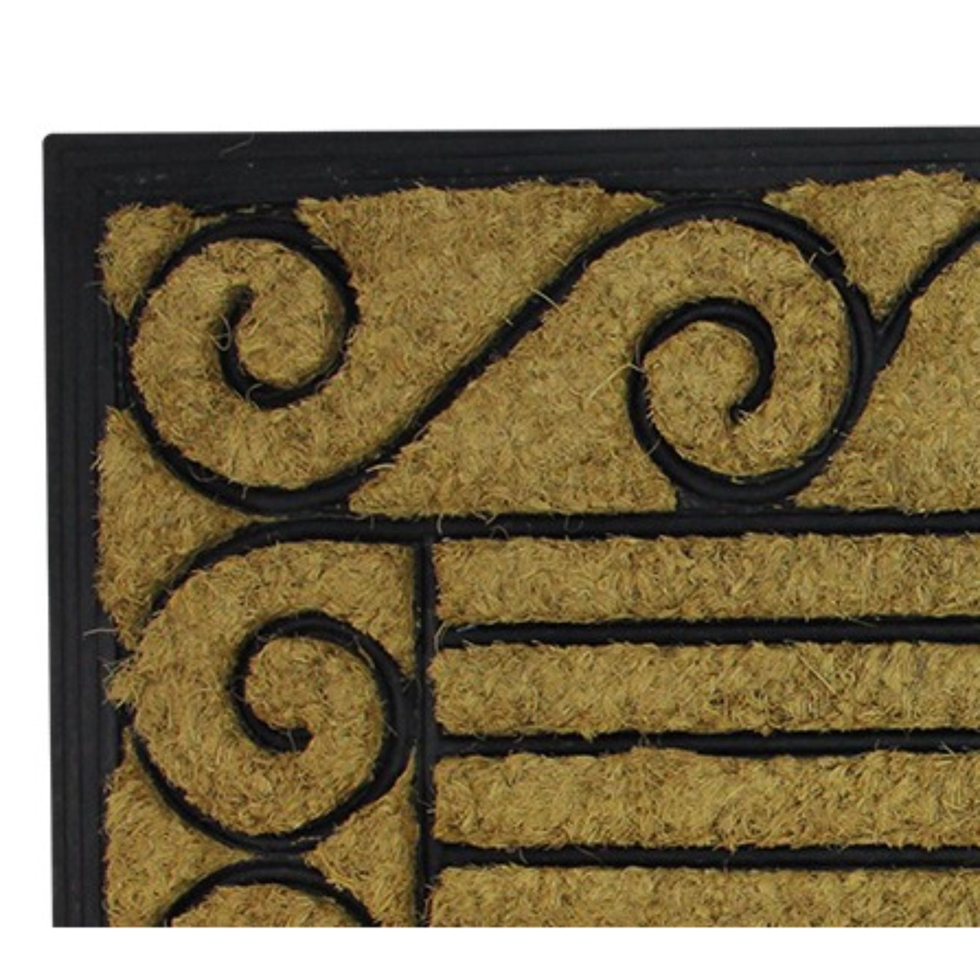 Decorative Black Rubber and Coir Outdoor Rectangular Door Mat 29.5" x 17.75"