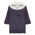 thumbnail image 5 of Fashion Fleece Jackets for Womens Winter Warm Plus Size Loose Casual Solid Color Matching Jacket Zipper Stand Collar Woolen Top, 5 of 7