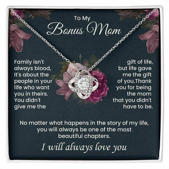 Bonus Mom Gifts, Step Mother Gift, Bonus Mom Necklace, Step Mom Necklace, Bonus Mom Jewelry, Gift From Bride, Mother'S Day Gift, Mother's day Gift Necklace With Meaningful Message Card Inside & Box