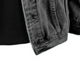 thumbnail image 5 of Men Casual Denim Jacket Loose Long Sleeve Button Detachable Hooded Jean Coat Comfy Lightweight Fall Winter Outwear, 5 of 5