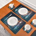 thumbnail image 3 of Wobogo Burning Basketball Placemats Coasters Set of 2 Heat-resistant Non-slip Easy to Clean Square Dinner Plate Mat, 3 of 7