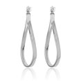 thumbnail image 2 of 14K Solid White Gold Oval Medium Hoop Earrings, 2 of 5