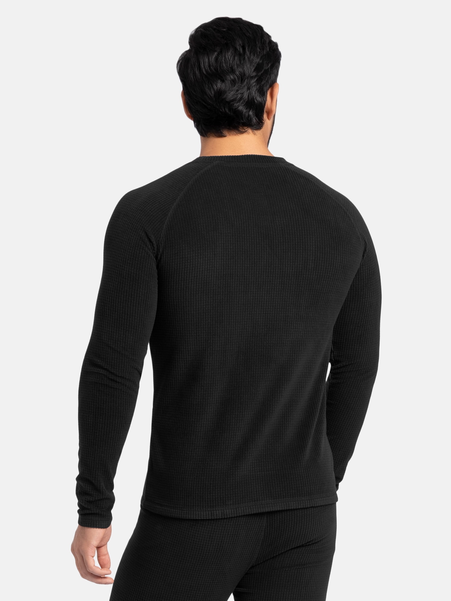 Realtree Men's Waffle Grid Fleece Base Layer Thermal Top, Black, XL