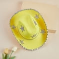 thumbnail image 4 of RUINIXCW Women Cowboy Hat Shinny Rhinestone Star Cowgirl Hat Wide Brim Diamond Felt Western Hat Wedding Music Carnival Dress-up Party Costume Accessories, 4 of 7