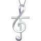 thumbnail image 1 of Collar con colgante de nota musical de plata de ley S925, cadena de caja de 18 pulgadas, 1 of 5