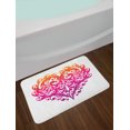 thumbnail image 2 of Orange and Pink Bath Mat, Vibrant Abstract Heart with Ornament Pattern Swirls Curls Scroll Style, Non-Slip Plush Mat Bathroom Kitchen Laundry Room Decor, 29.5 X 17.5 Inches, Magenta Orange, Ambesonne, 2 of 2