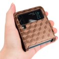 thumbnail image 3 of Dteck Wallet Cases for Samsung Galaxy Z Flip 4 5G, 3D Texture Durable PU Leather Shockproof Case with Credit Card Holder Slot Anti- Slip Wireless Charging Cover for Samsung Galaxy Z Flip4 2022, Brown, 3 of 10