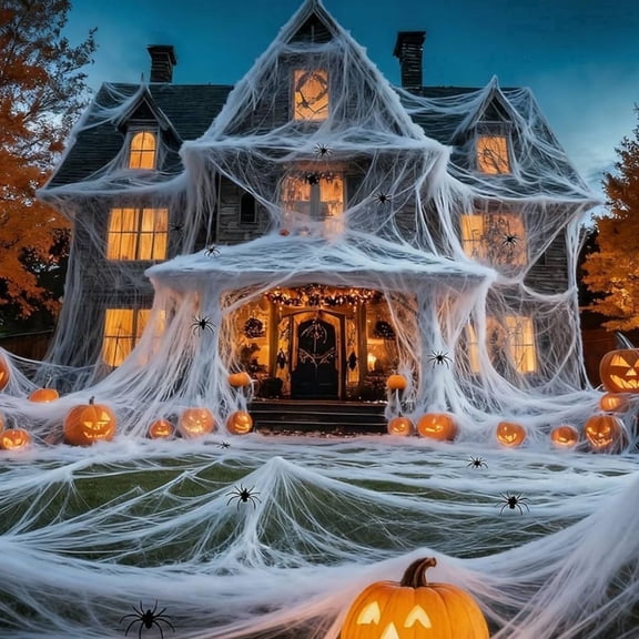 1000 sqft Spider Web Decoration Halloween Decorations With 20 Fake Spiders, Super Stretch Cobwebs for Halloween Indoor and Outdoor Decor