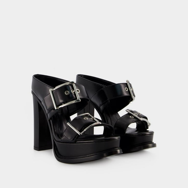 サンダル・ミュール Leath S.Leath Sandals - Alexander McQueen - Leather - Black/ Alexander Mcqueen Leath S.Leath Sandals - Leather - Black