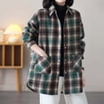 thumbnail image 2 of Womens Cardigan Plaid Fleece Lined Thickened Color Casual Long Sleeve Button Up Shirt Jacket Cozy Comfort Fit Lightweight Outwear Coats, 2 of 5