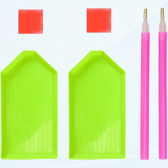 6 Pieces Diamond Painting Accessories Kit 2 Pieces Diamond Stitch Pen 2 Pieces Glue 2 Pieces Plastic Tray for DIY Art Craft Embroidery