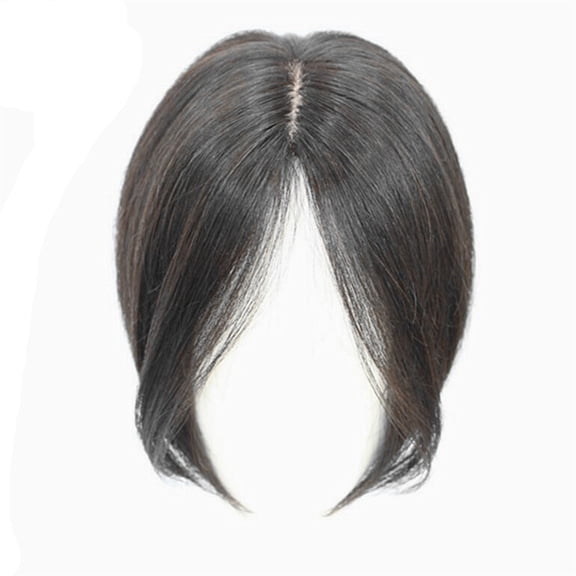 Clip in Human Hair Bangs Middle Part Indian Fringe Hairpieces Straight Natural Hair Crown Topper Clip in Top Hairpieces for Women with Thinning Hair