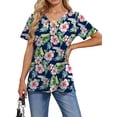 thumbnail image 2 of Fantaslook V Neck T Shirts for Women Floral Summer Tops Short Sleeve Shirts Casual Tunic Tops, 2 of 8