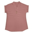 thumbnail image 5 of Button Down Shirts for Women V-Neck Solid Color Fashion Blouses Short Sleeve Dressy Work Tops, 5 of 5
