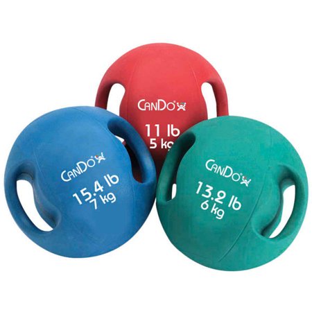 CanDo Molded Dual-Handle Medicine Ball for Strength Training, Core Workouts, Warmups, Cardio, and Plyometrics with Handles for Home and Clinic Use