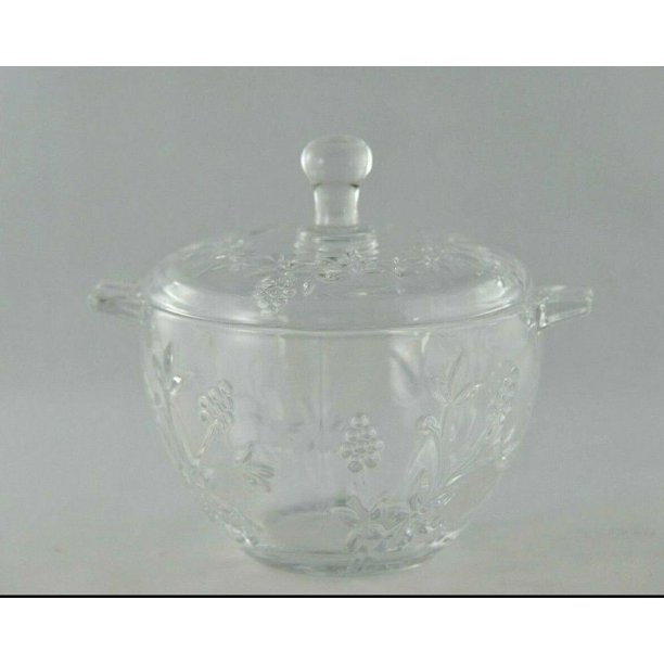 Coralberry Design Dessert Bowl with lid 16 oz. Clear